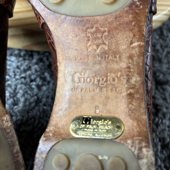 Giorgios of Palm Beach Crocodile Loafers Womens 6 Brown Leather Square Toe Italy - Picture 9 of 10